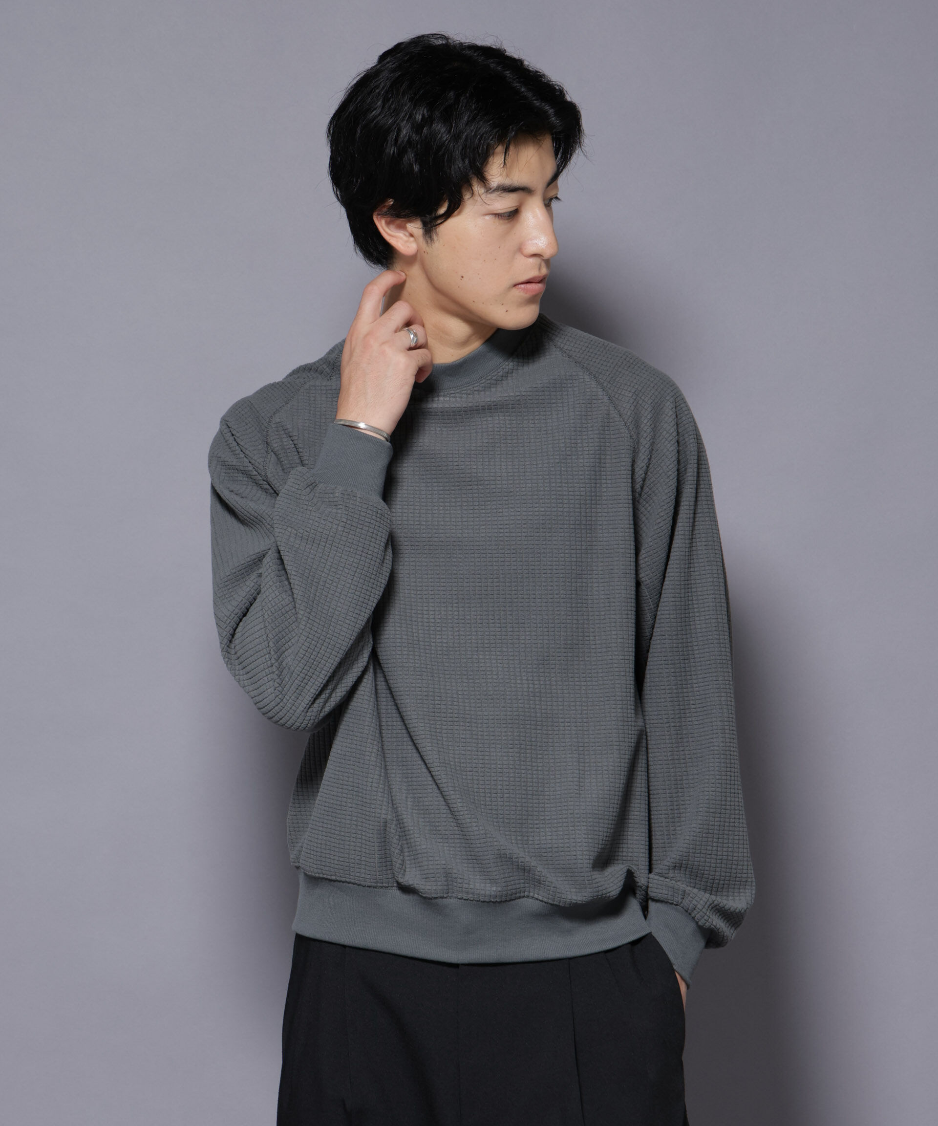 NANO universe「NORMANBROS別注 ワッフルフリース 長袖」|Tシャツ・カットソー|グレー