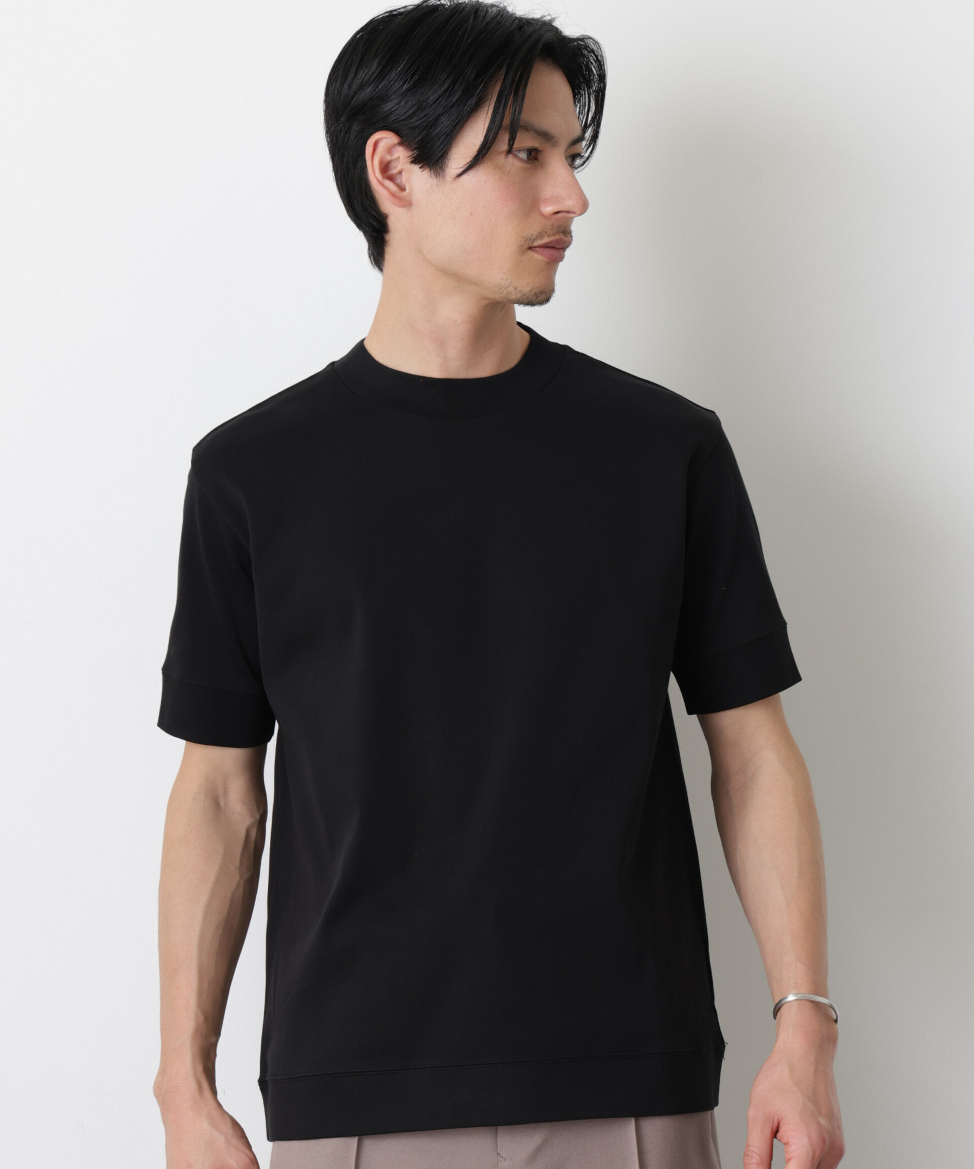 NANO universe「「FORMAL JERSEY」モックネックカットソー半袖」|Tシャツ・カットソー|