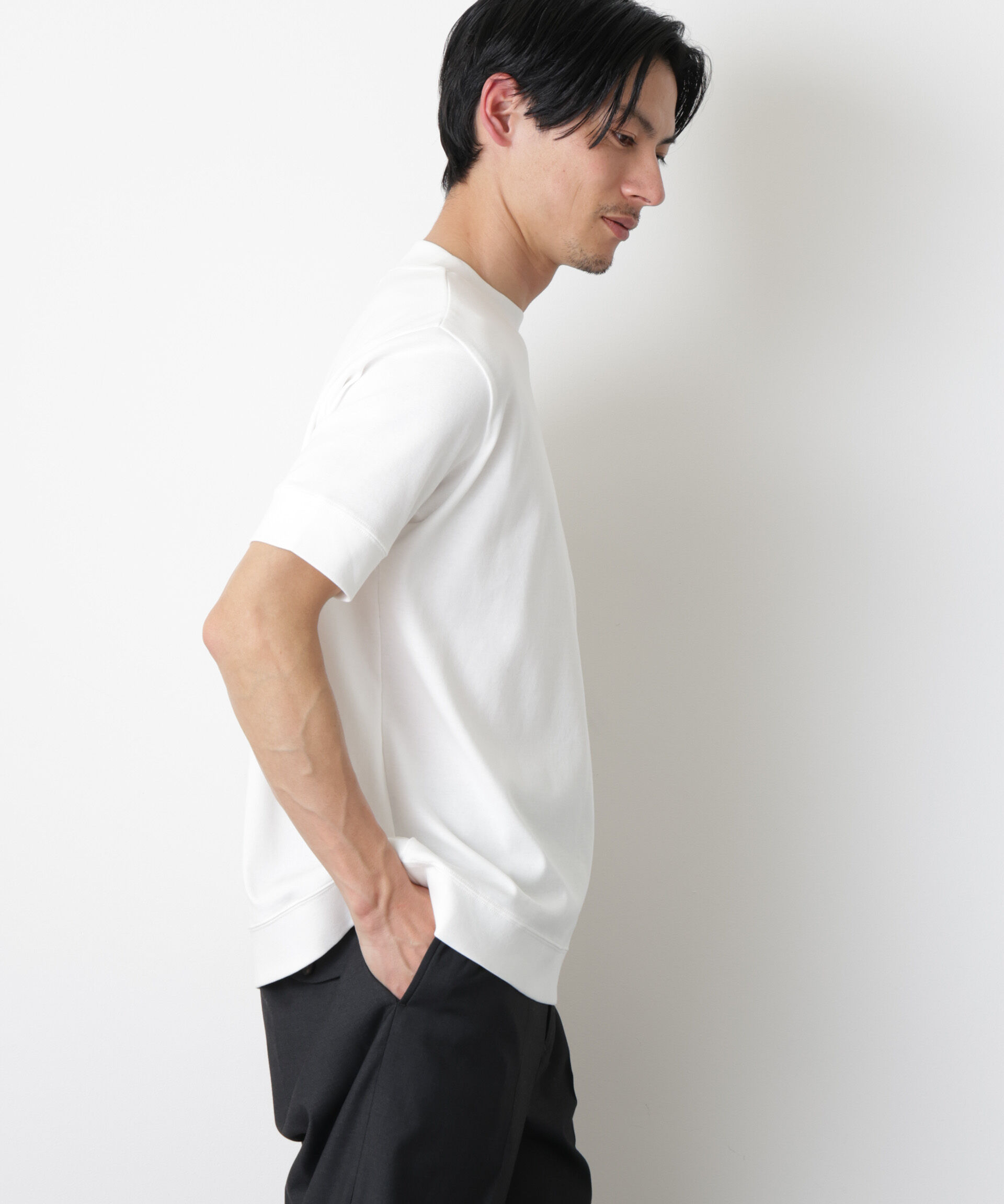 NANO universe「「FORMAL JERSEY」モックネックカットソー半袖」|Tシャツ・カットソー|