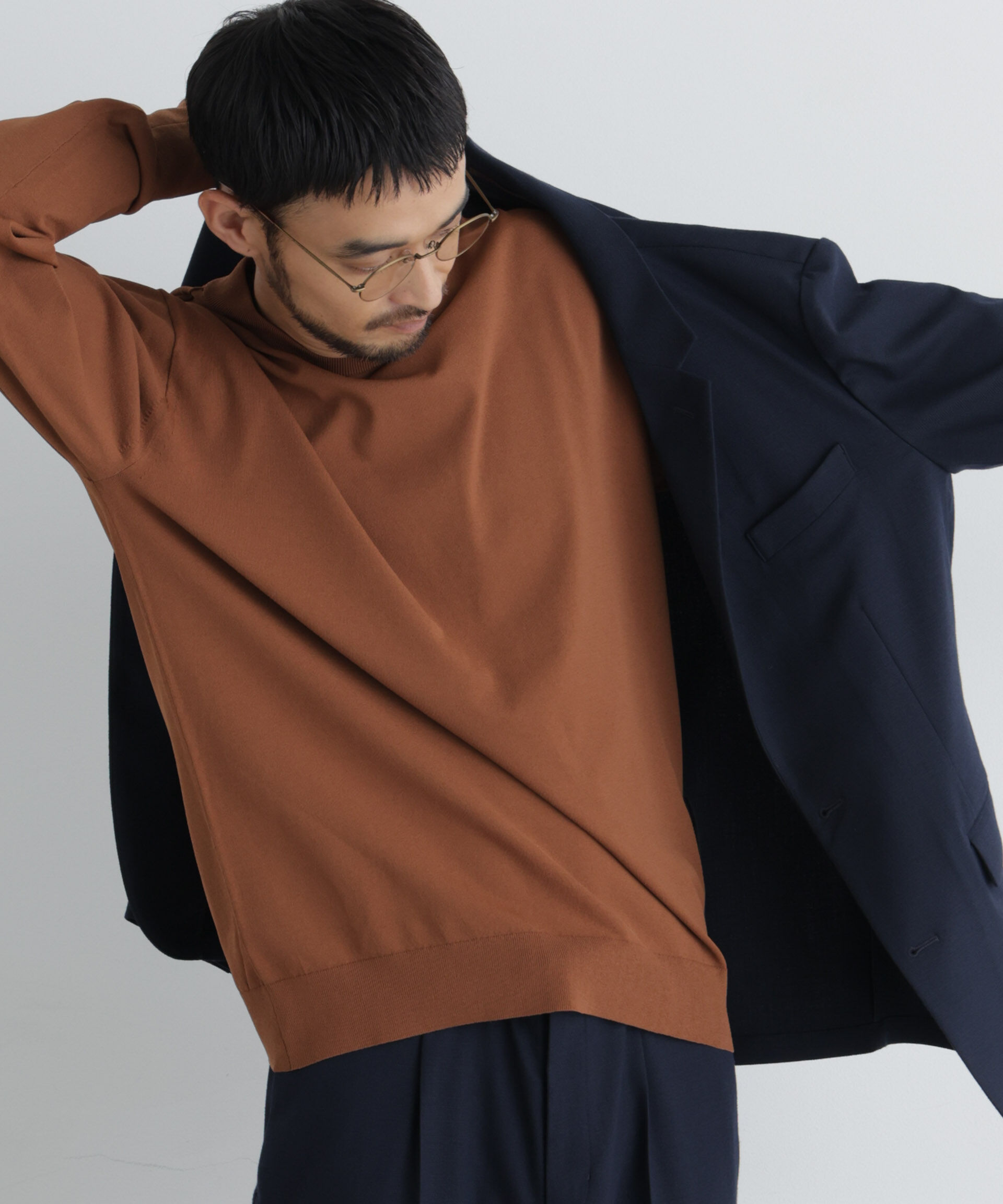 NANO universe「ジャケT(R) ELITE  FUNCTION ニット長袖」|ニット・セーター|ブラウン