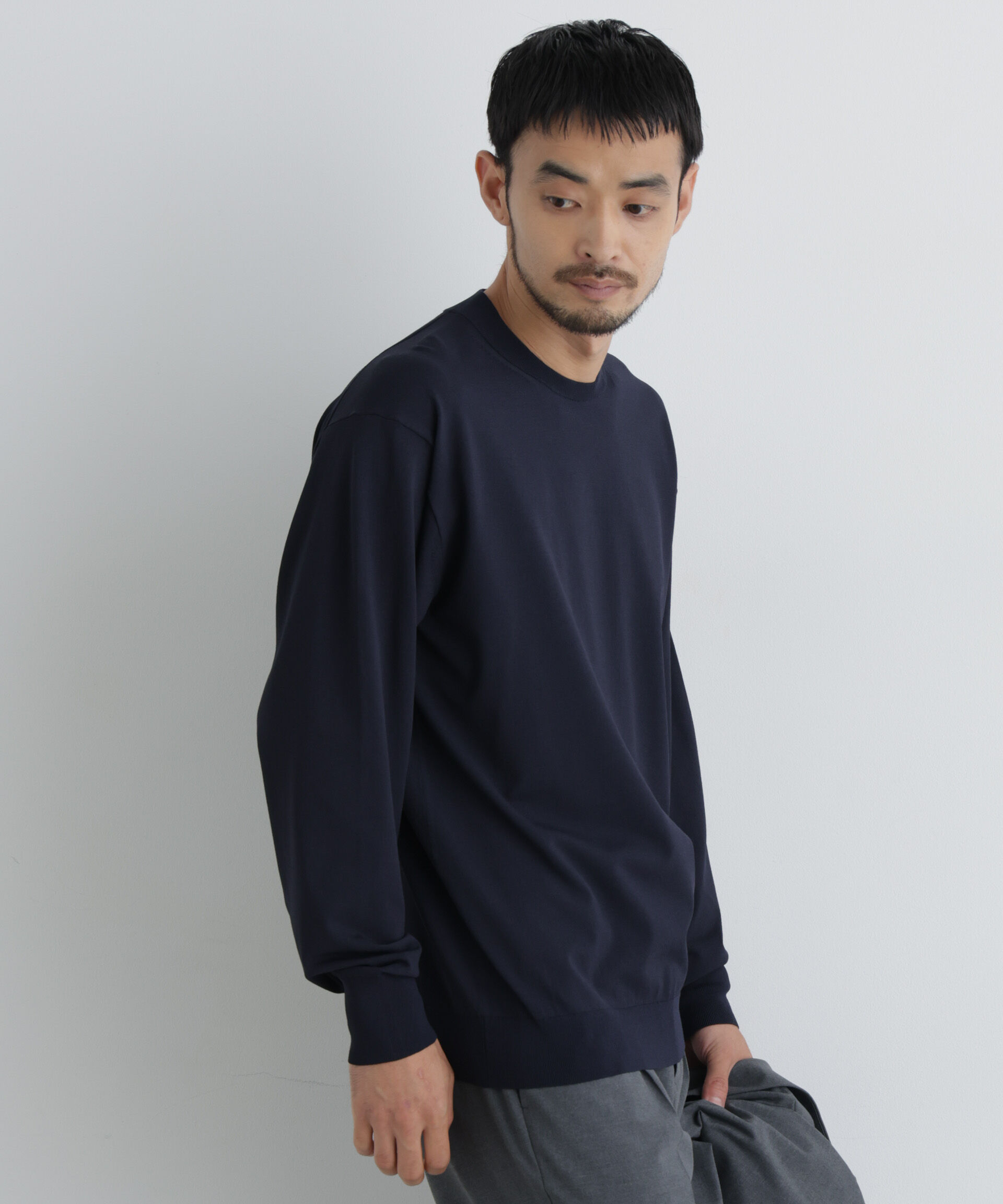 NANO universe「ジャケT(R) ELITE  FUNCTION ニット長袖」|ニット・セーター|ネイビー