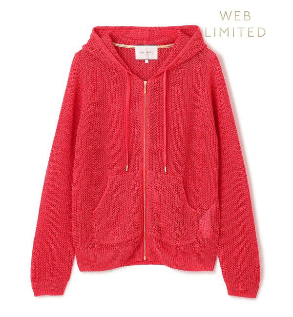 BEIGE,「【ロングセラー・新色追加】OPTICAL / ペーパーヤーンフーディージップニット」|パーカー|