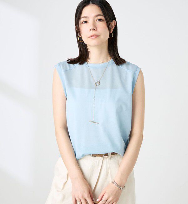 NOLLEY'S「ウォッシャブルシアードライコットンノースリーブプルオーバー」|Tシャツ・カットソー|