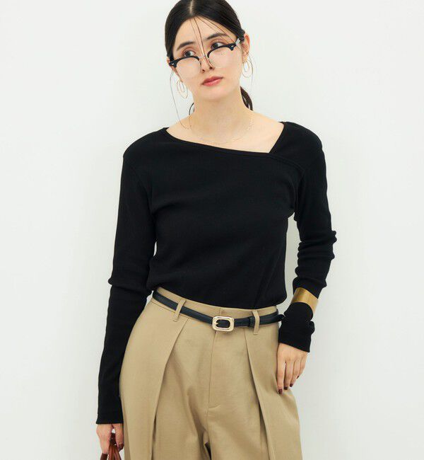 NOLLEY'S「ウォッシャブルヴィンテージリブアシンメトリープルオーバー」|Tシャツ・カットソー|