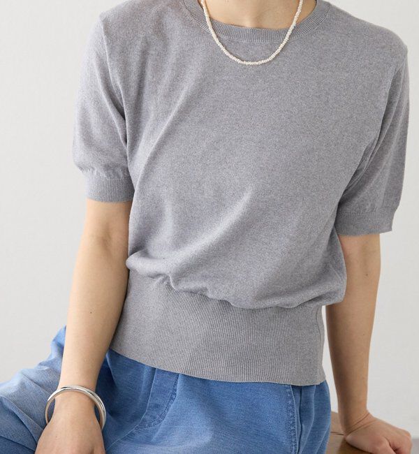  「【A・MONN】【着回し力抜群】HALF SLEEVE KNIT」|ニット・セーター|グレー