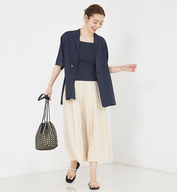 qualite「【セットアップ対応】接触冷感/レーヨンストレッチニットノースリーブ」|キャミソール|