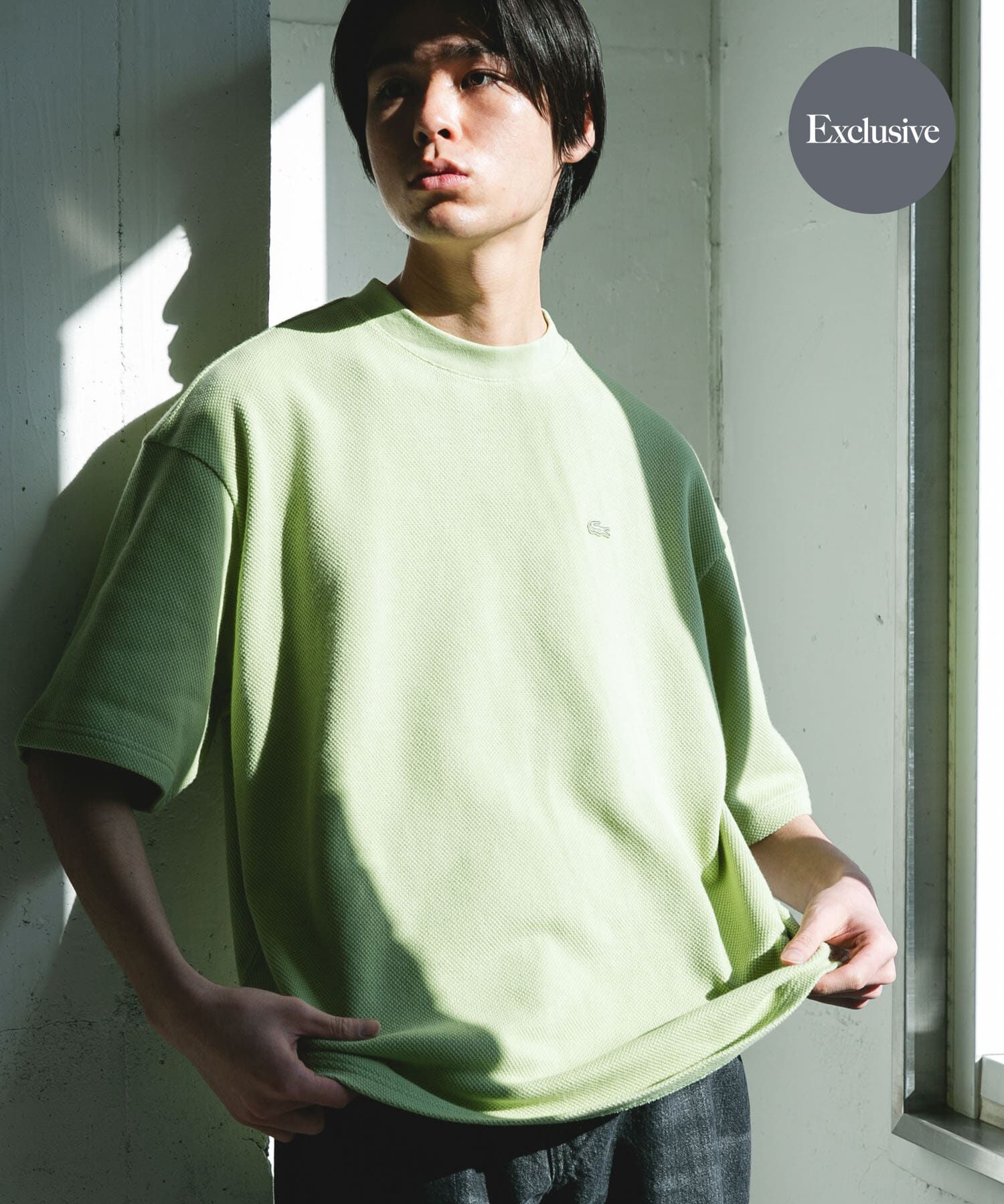 URBAN RESEARCH DOORS「『別注』LACOSTE&times;DOORS　THICK PIQUE ROUND SHORT-SLEEVE」|Tシャツ・カットソー|グリーン