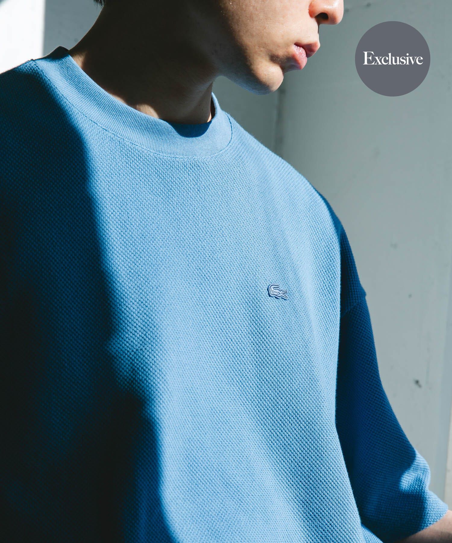URBAN RESEARCH DOORS「『別注』LACOSTE&times;DOORS　THICK PIQUE ROUND SHORT-SLEEVE」|Tシャツ・カットソー|ライトブルー