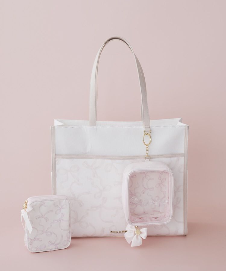 Maison de FLEUR「リボンプリントマルチケース」|ポーチ|