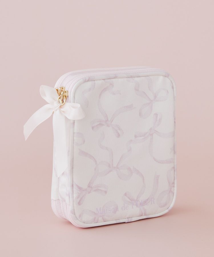 Maison de FLEUR「リボンプリントマルチケース」|ポーチ|ピンク
