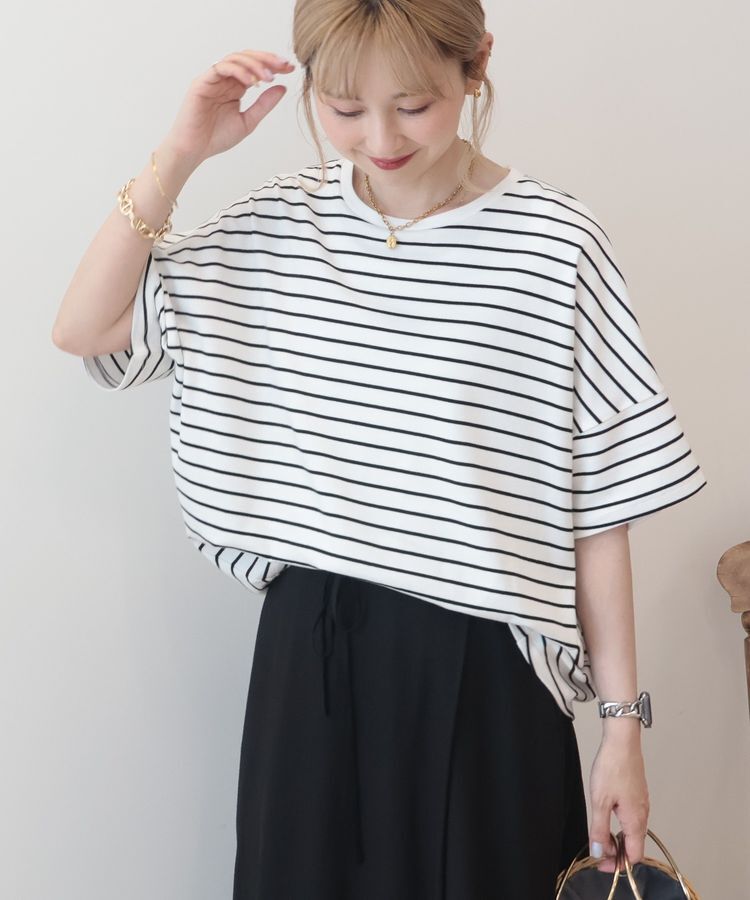 AMERICAN HOLIC「【UVカット・接触冷感】ボーダーコクーンプルオーバー」|Tシャツ・カットソー|