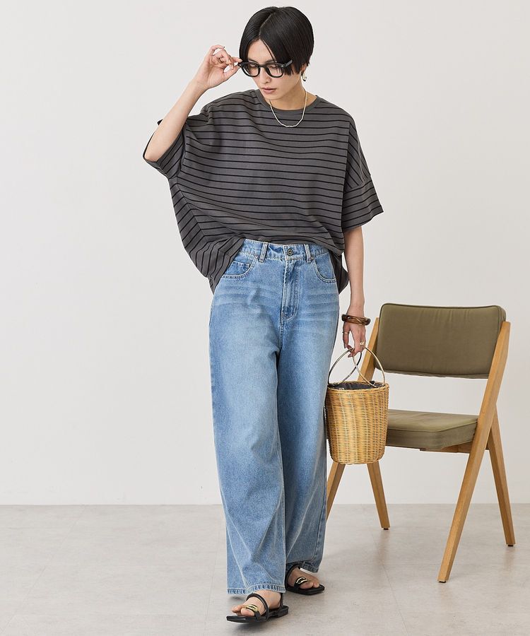 AMERICAN HOLIC「【UVカット・接触冷感】ボーダーコクーンプルオーバー」|Tシャツ・カットソー|