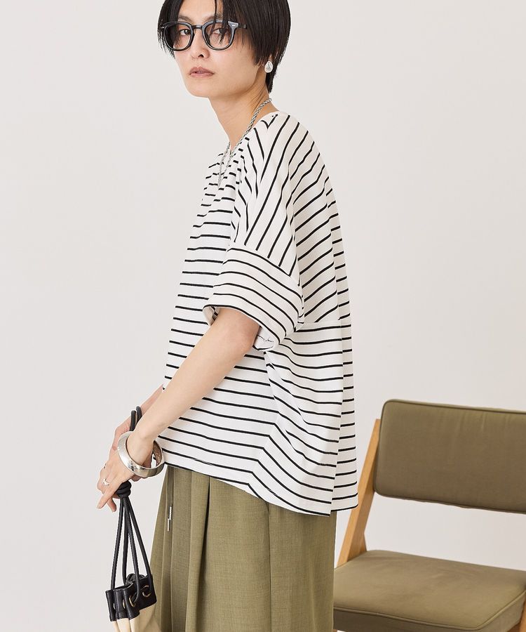 AMERICAN HOLIC「【UVカット・接触冷感】ボーダーコクーンプルオーバー」|Tシャツ・カットソー|