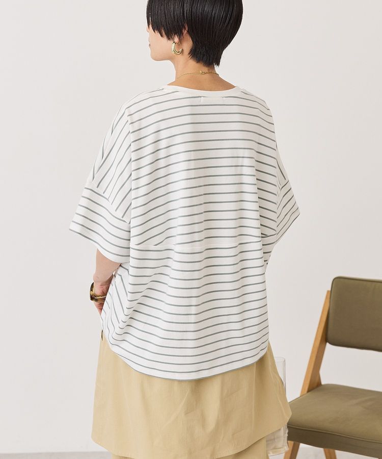 AMERICAN HOLIC「【UVカット・接触冷感】ボーダーコクーンプルオーバー」|Tシャツ・カットソー|