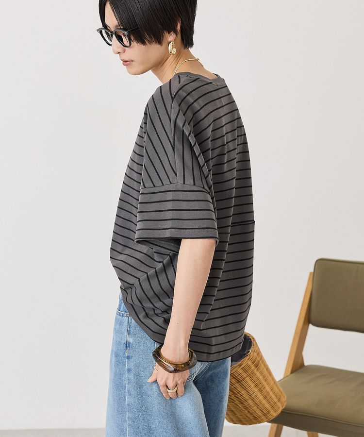 AMERICAN HOLIC「【UVカット・接触冷感】ボーダーコクーンプルオーバー」|Tシャツ・カットソー|