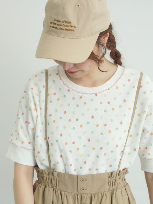 Samansa Mos2「【メルヘン&times;Samansa Mos2】ワッフル総柄Tシャツ」|Tシャツ・カットソー|オフホワイト