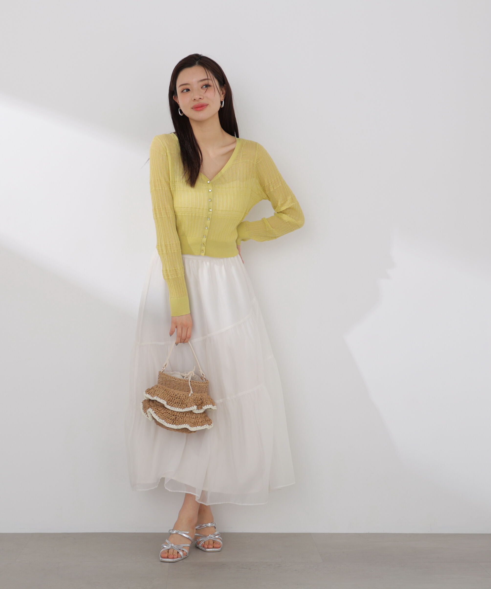 PROPORTION BODY DRESSING「〈a/mie〉変わり織透かし編みカーディガン 26SS」|ニット・セーター|