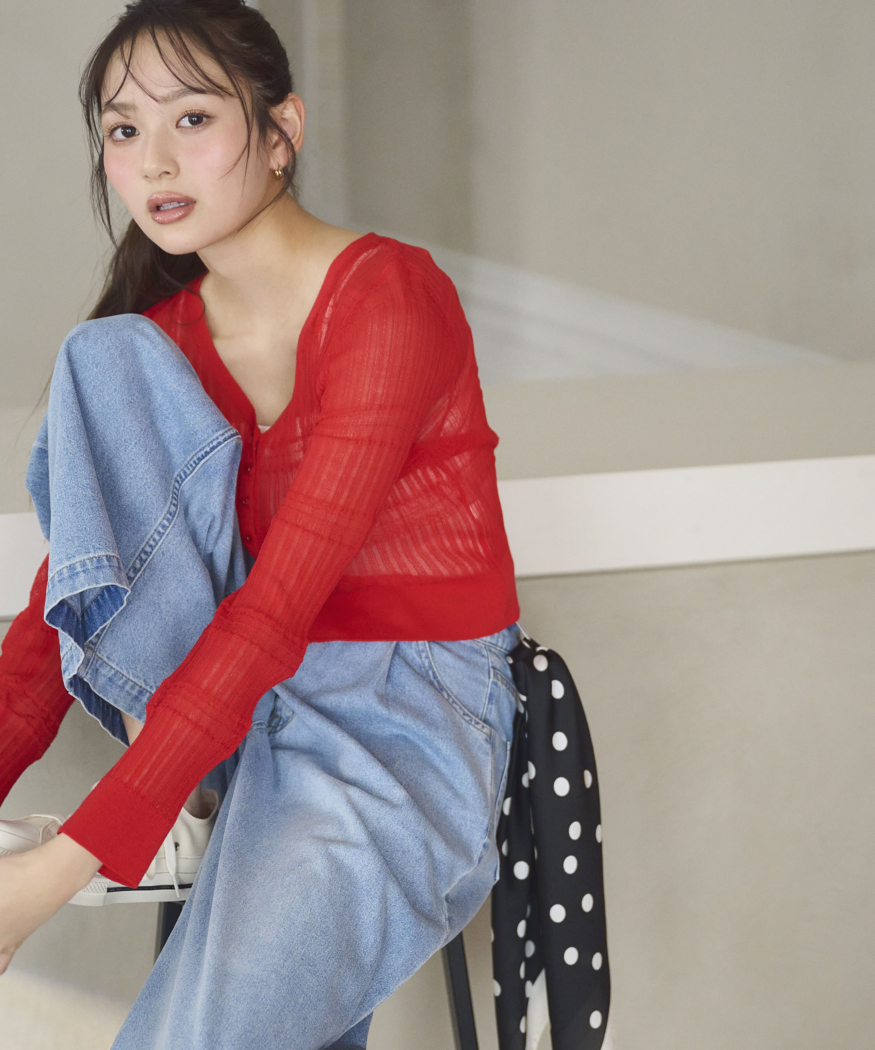 PROPORTION BODY DRESSING「〈a/mie〉変わり織透かし編みカーディガン 26SS」|ニット・セーター|