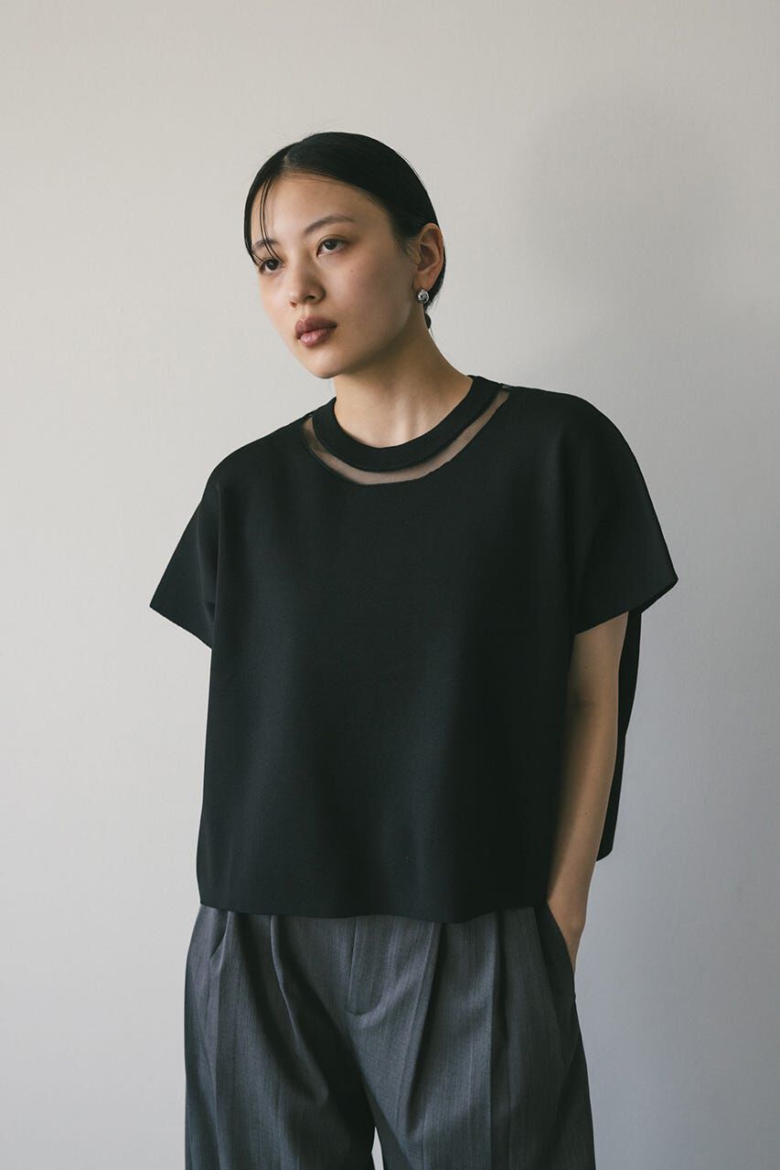 STYLEMIXER「ネックシアーニットトップ」|ニット・セーター|BLK