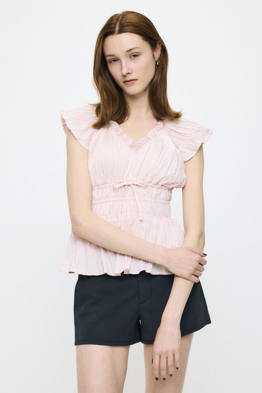 MOUSSY「WRINKLE RUFFLE SLEEVE ブラウス」|シャツ・ブラウス|柄PNK5