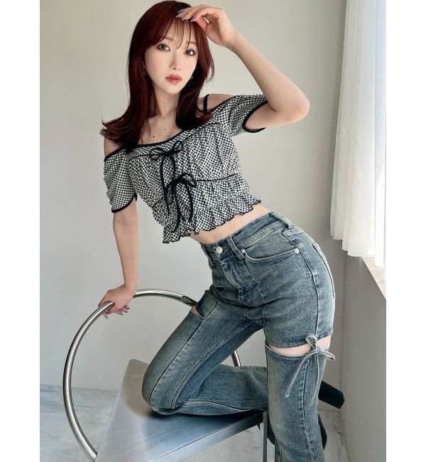 RESEXXY「ダブルリボンクロップドトップス」|Tシャツ・カットソー|