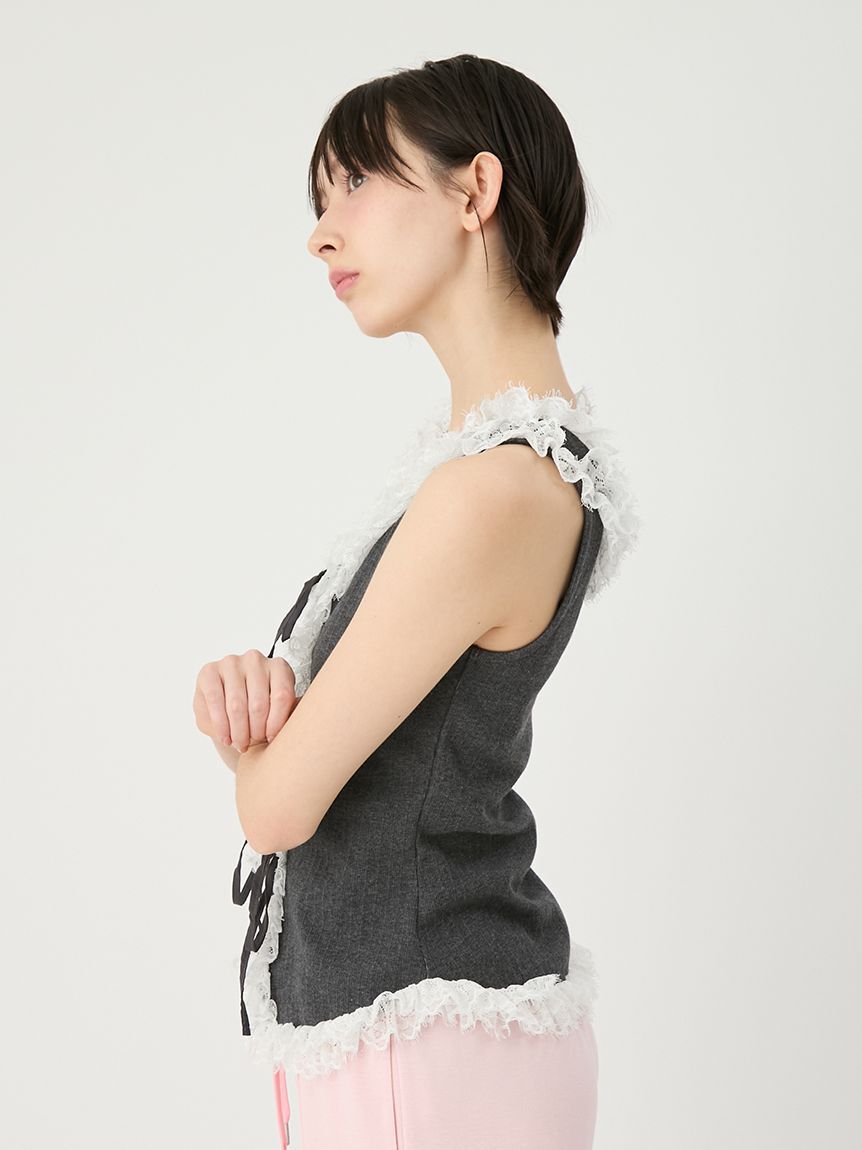 LILY BROWN「レースフリルコンビカットトップス」|Tシャツ・カットソー|