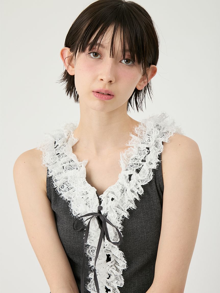 LILY BROWN「レースフリルコンビカットトップス」|Tシャツ・カットソー|