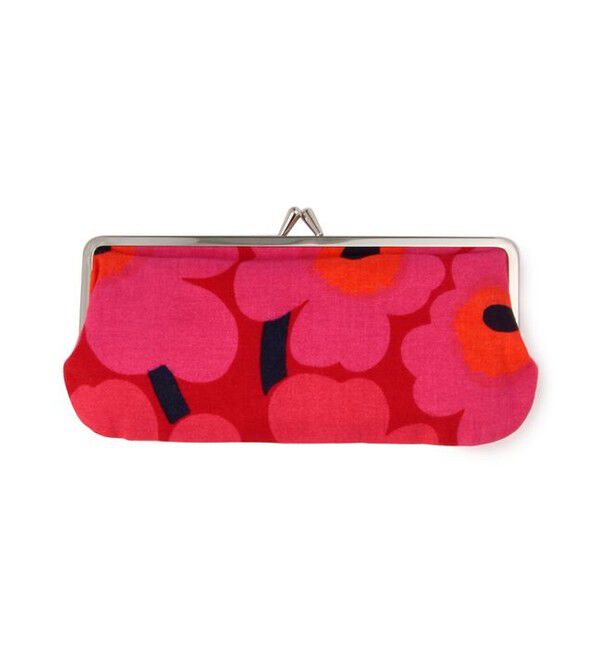 Marimekko「Mini Unikko / Silmalasikukkaro がま口ポーチ」|ポーチ|レッド&times;レッド