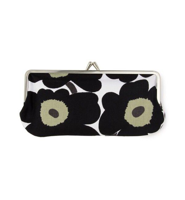 Marimekko「Mini Unikko / Silmalasikukkaro がま口ポーチ」|ポーチ|ホワイト&times;ブラック