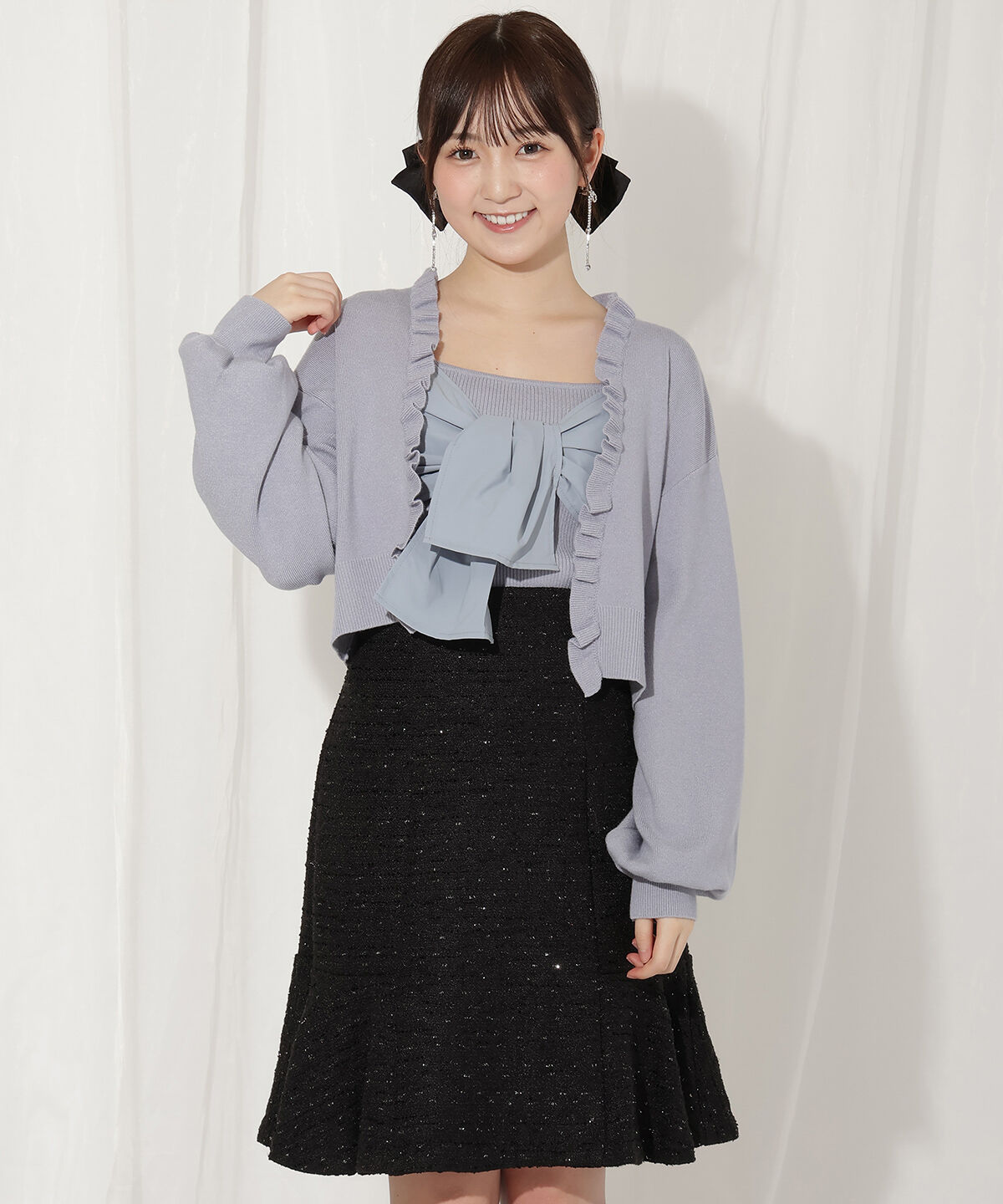 WILLSELECTION「フリルカーディガン&times;リボンキャミセット」|カーディガン|ブルー