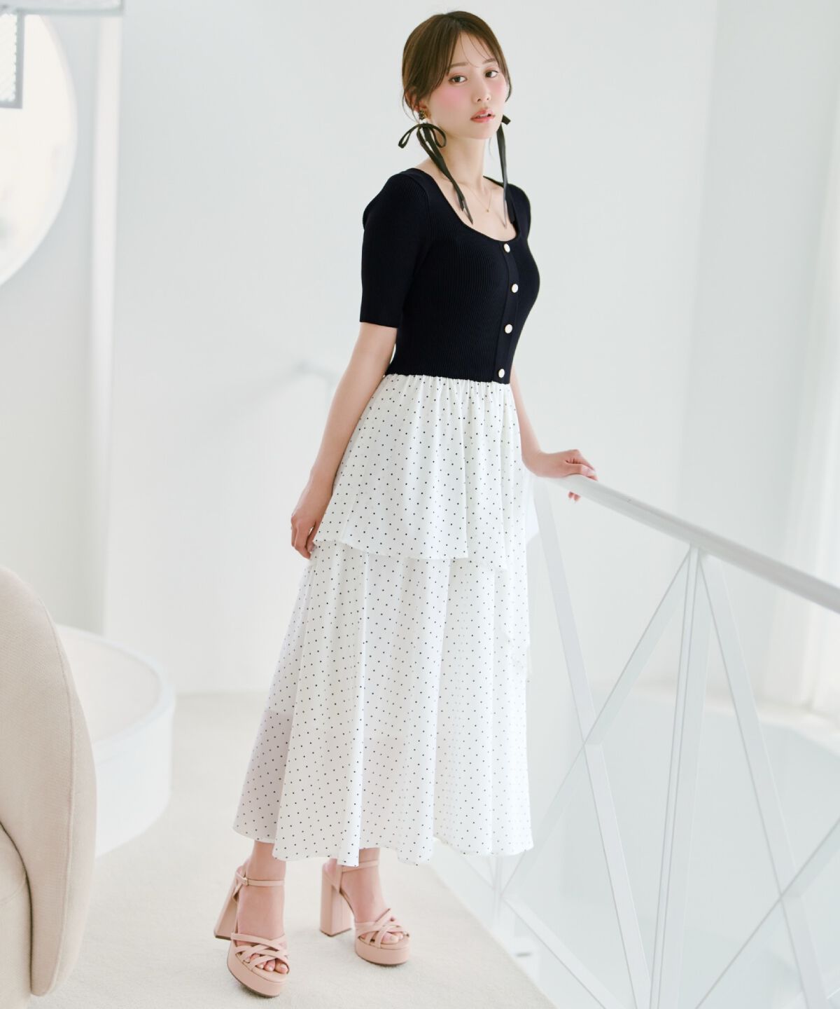 WILLSELECTION「アシメティアードニットコンビワンピース」|ワンピース|