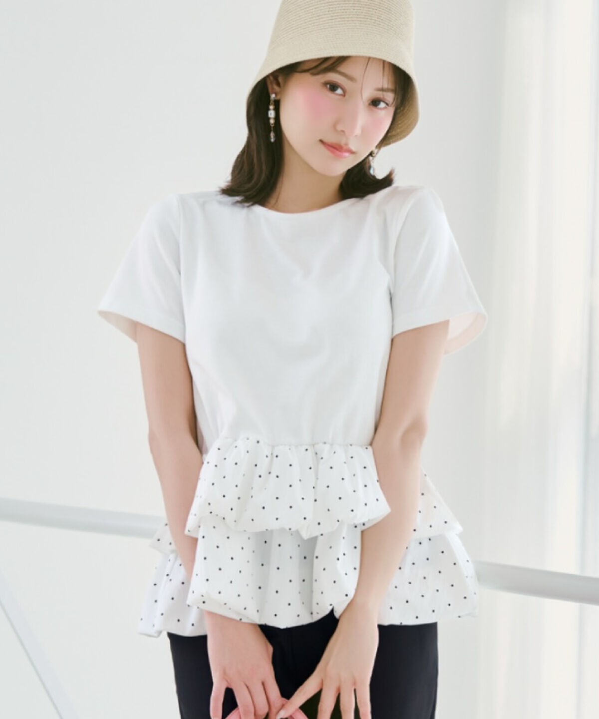 WILLSELECTION「ドットバルーンヘムペプラムトップス」|Tシャツ・カットソー|