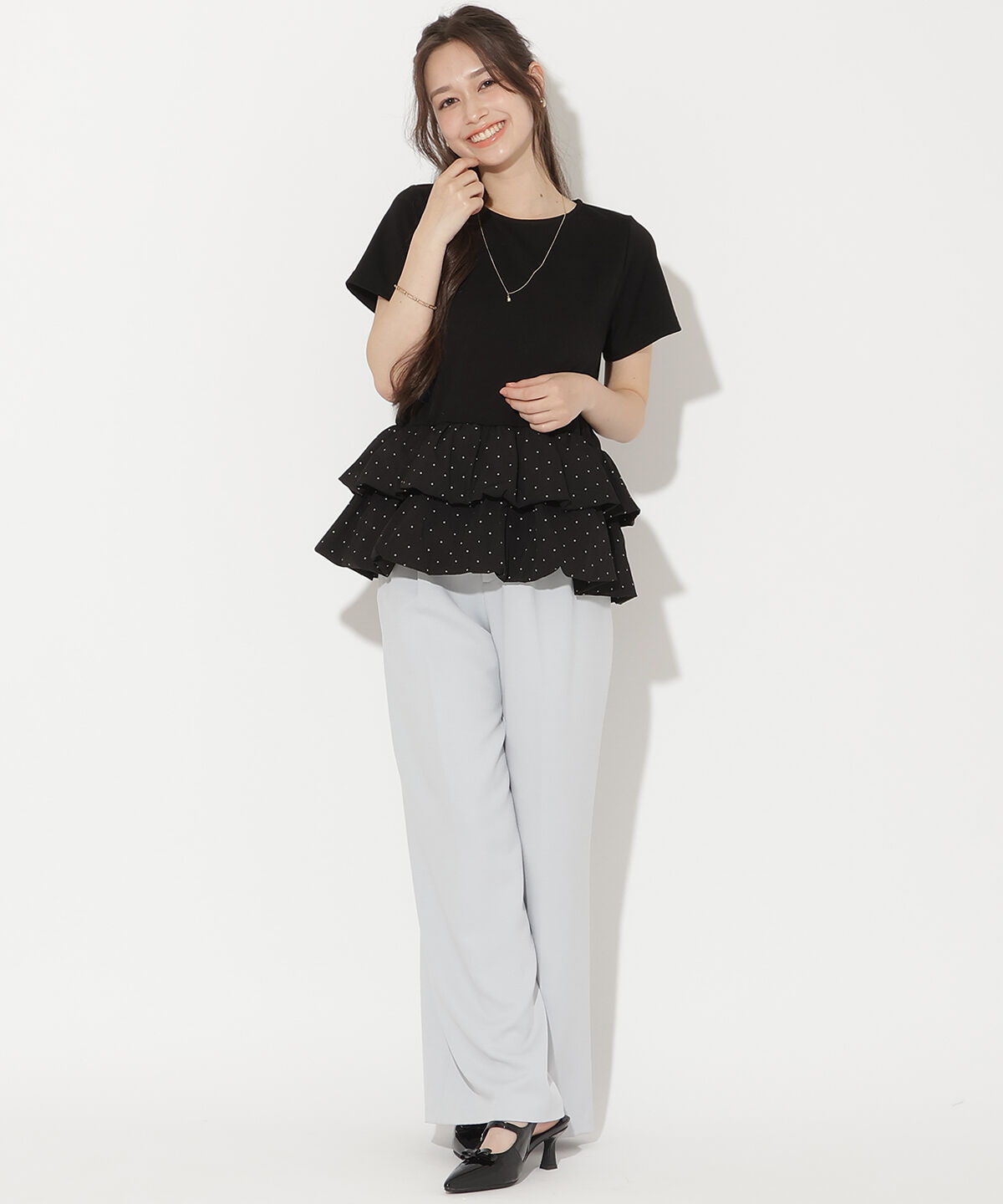 WILLSELECTION「ドットバルーンヘムペプラムトップス」|Tシャツ・カットソー|