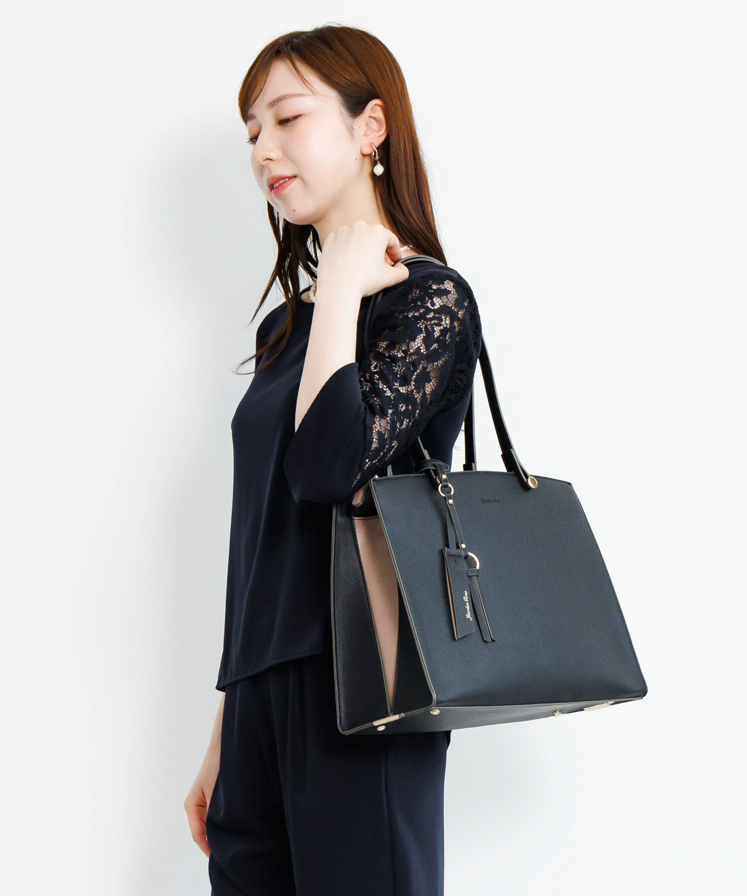 Jewelna Rose「［Jewelna Rose／ジュエルナローズ］ ターミー・トートバッグ2 A4サイズ 通勤 16331」|トートバッグ|ブラック