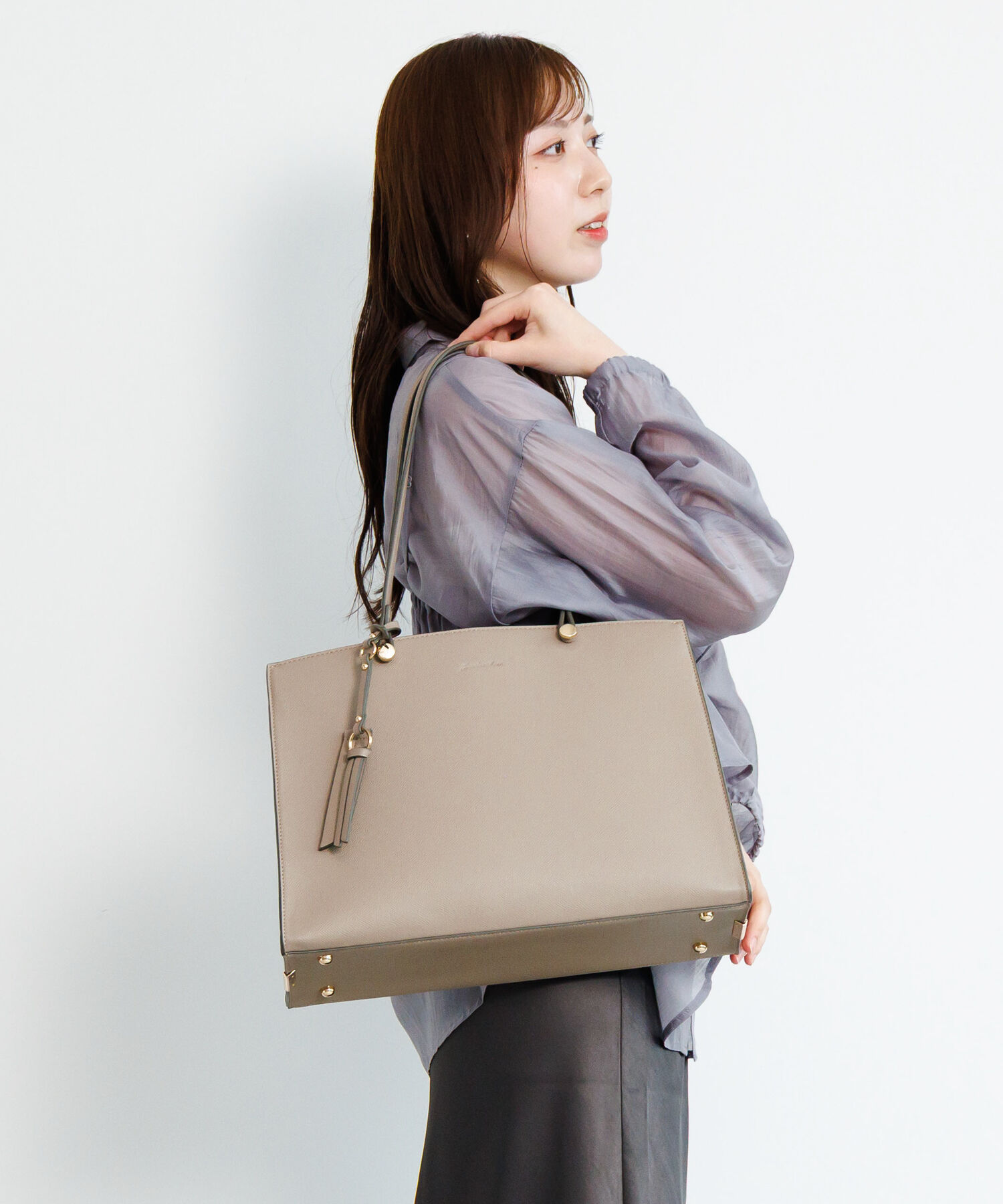 Jewelna Rose「［Jewelna Rose／ジュエルナローズ］ ターミー・トートバッグ2 A4サイズ 通勤 16331」|トートバッグ|グレージュ