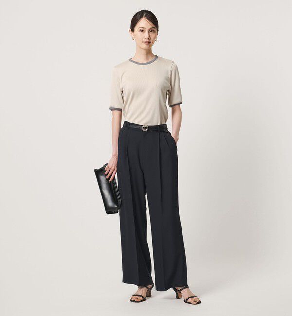 UNITED ARROWS「リブ バイカラーパイピング 五分袖 Tシャツ」|Tシャツ・カットソー|