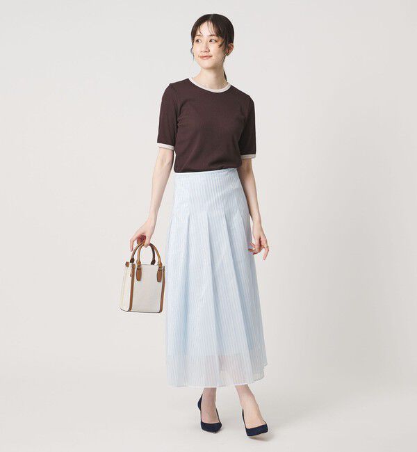 UNITED ARROWS「リブ バイカラーパイピング 五分袖 Tシャツ」|Tシャツ・カットソー|