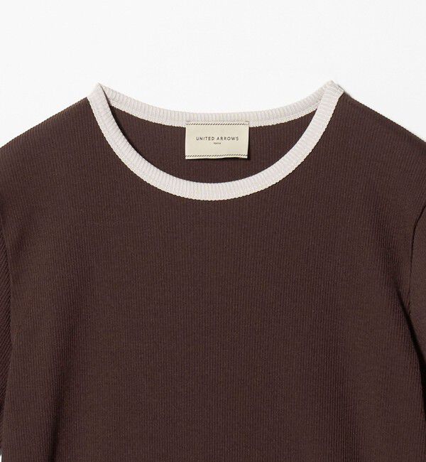 UNITED ARROWS「リブ バイカラーパイピング 五分袖 Tシャツ」|Tシャツ・カットソー|