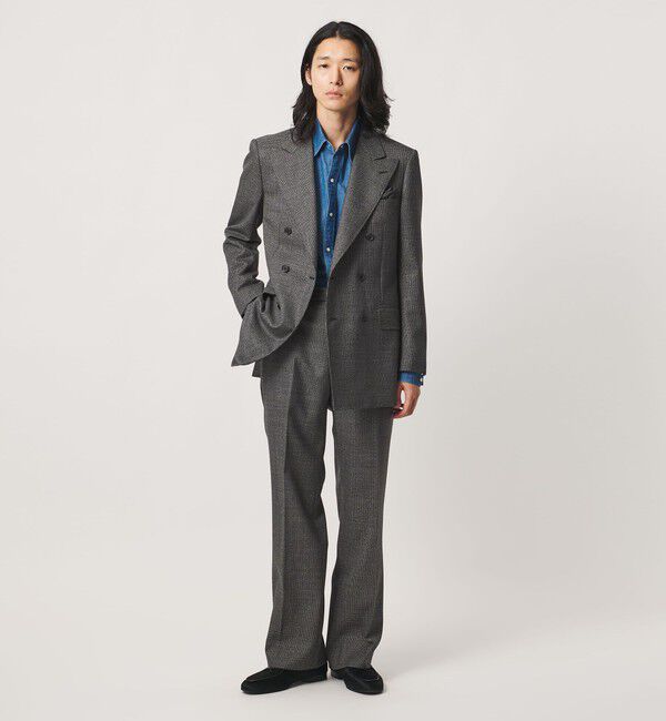 UNITED ARROWS「ハウンドトゥース フレア ノープリーツ スラックス ヨコストレッチ」|スーツ|