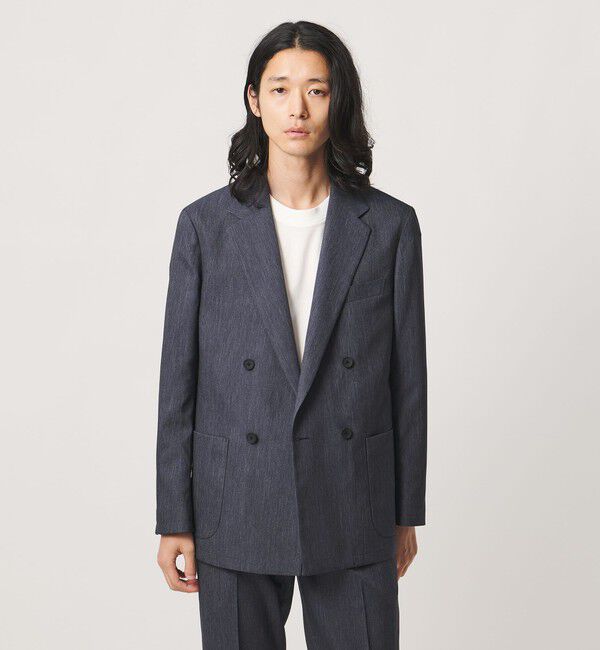 UNITED ARROWS「テックデニム ダブル 4ボタン テーラードジャケット UA COZY ウォッシャブル ヨコストレッチ」|テーラードジャケット|