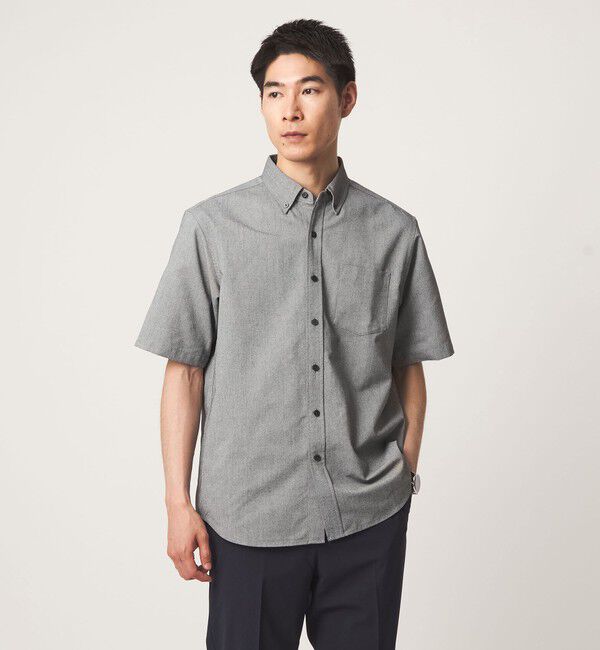 UNITED ARROWS green label relaxing「【WEB限定】JUST fit オックスフォード ボタンダウン 半袖 シャツ」|シャツ・ブラウス|BLACK