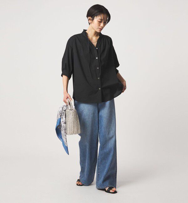 UNITED ARROWS green label relaxing「フリル ネック ショートスリーブ ブラウス」|シャツ・ブラウス|