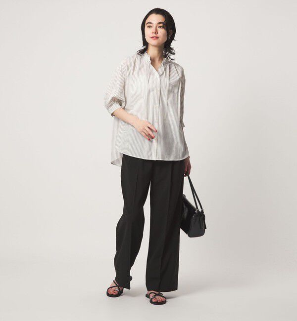 UNITED ARROWS green label relaxing「フリル ネック ショートスリーブ ブラウス」|シャツ・ブラウス|