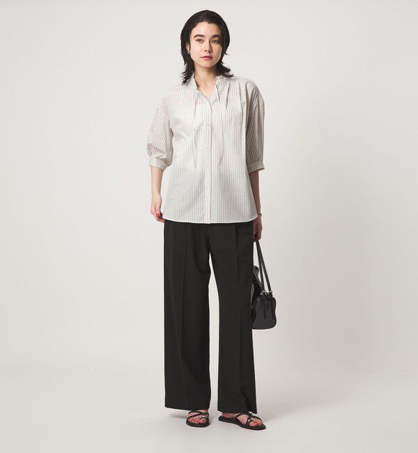 UNITED ARROWS green label relaxing「フリル ネック ショートスリーブ ブラウス」|シャツ・ブラウス|