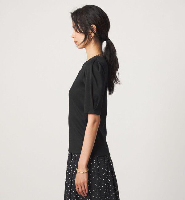 UNITED ARROWS green label relaxing「ブライトリブ レース 5分袖 プルオーバー カットソー」|Tシャツ・カットソー|