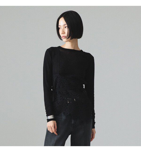 BEAMSBOY「maturely / レース ホルター トップ」|シャツ・ブラウス|BLACK