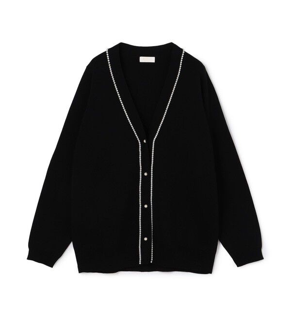 Ballsey「パールコンビ Vネックカーディガン」|カーディガン|19 ブラック