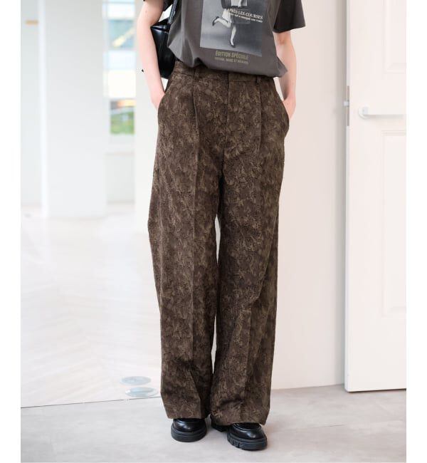 U by SPICK&SPAN「ジャガードタックパンツ」|その他|カーキ