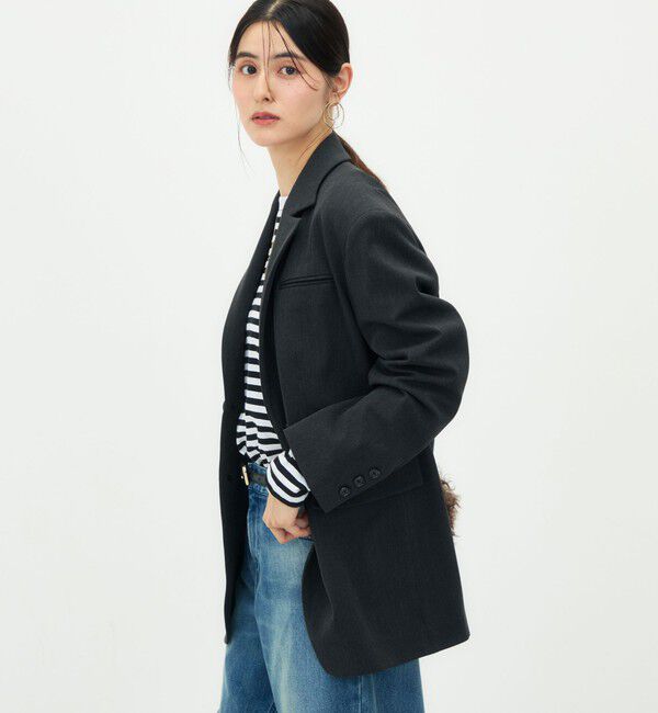 Rie Miller「《2WAYストレッチ/ソフトサーモ》ビッグシルエットシングルジャケット」|テーラードジャケット|