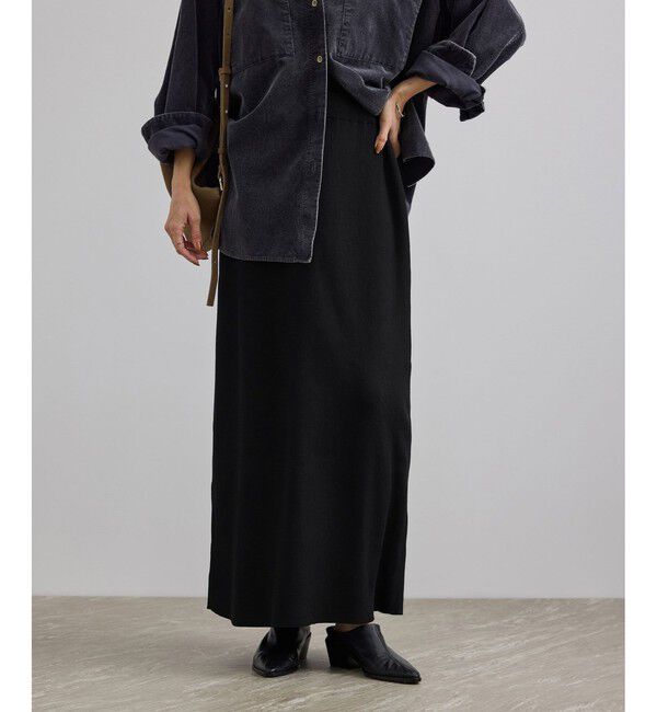 SALON adam et rope'「【WEB限定】コットンリブニットナロースカート」|スカート|